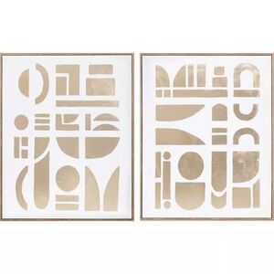 (Set of 2) 24" x 30" Morphology Framed Wall Canvases Gold - Threshold